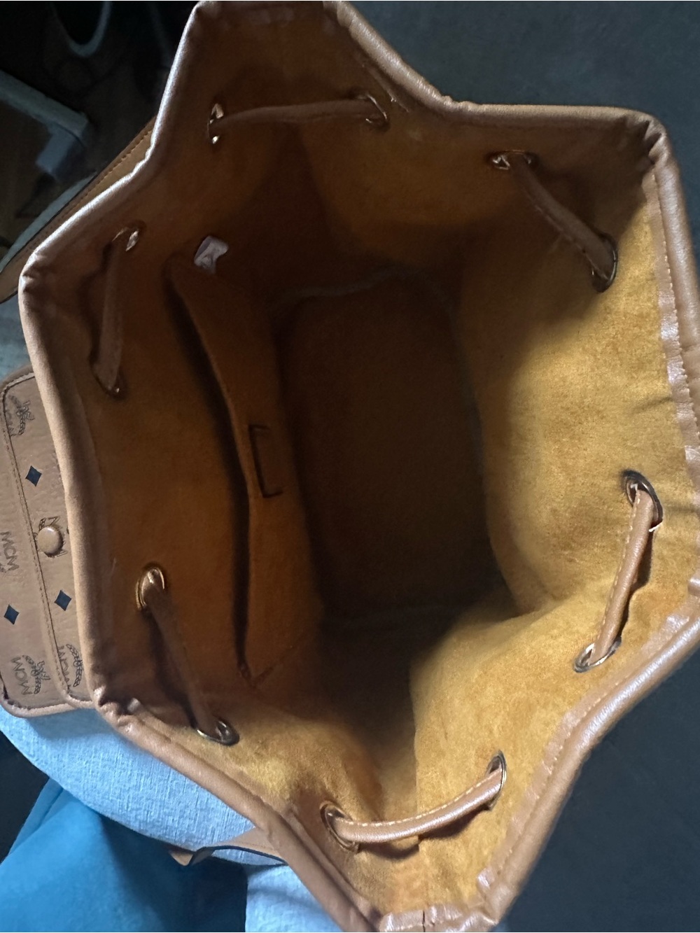 Cognac Brown Drawstring Bucket Bag - Picture 5 of 8